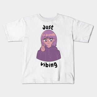 Just Vibing Anime Girl Kids T-Shirt